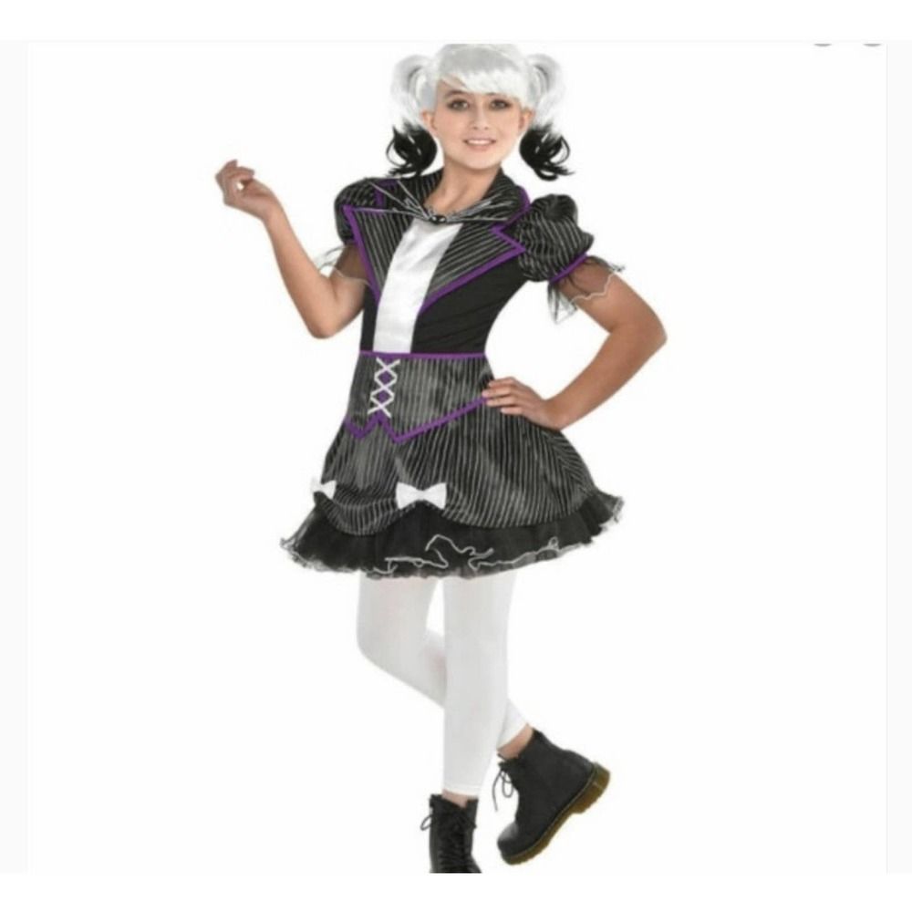 Disney Nightmare before Christmas Jack Skellington Costume Kids M 8-10 Dress Wig